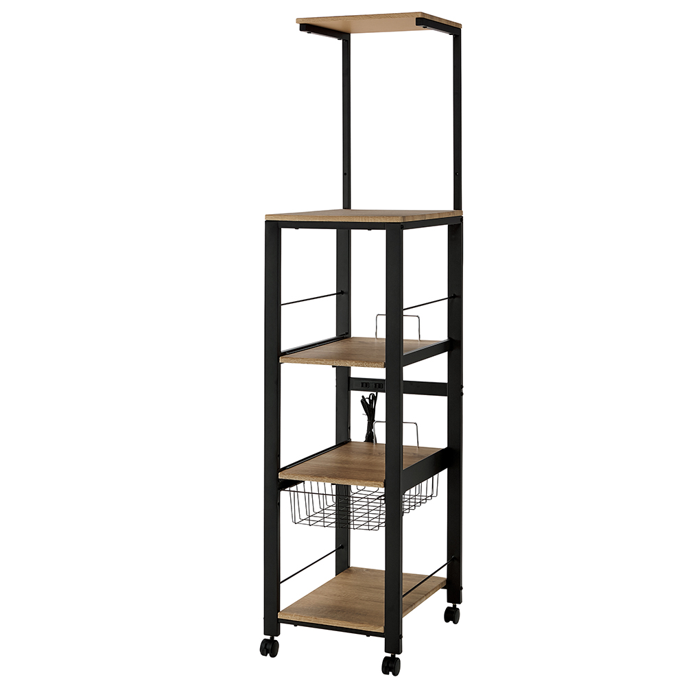 調理家電フル稼働ステーション 4段スリム 幅37.5cm高さ144cm・154cm・164cm・174cm キッチンストッカー 隙間収納 キッチン収納 640917