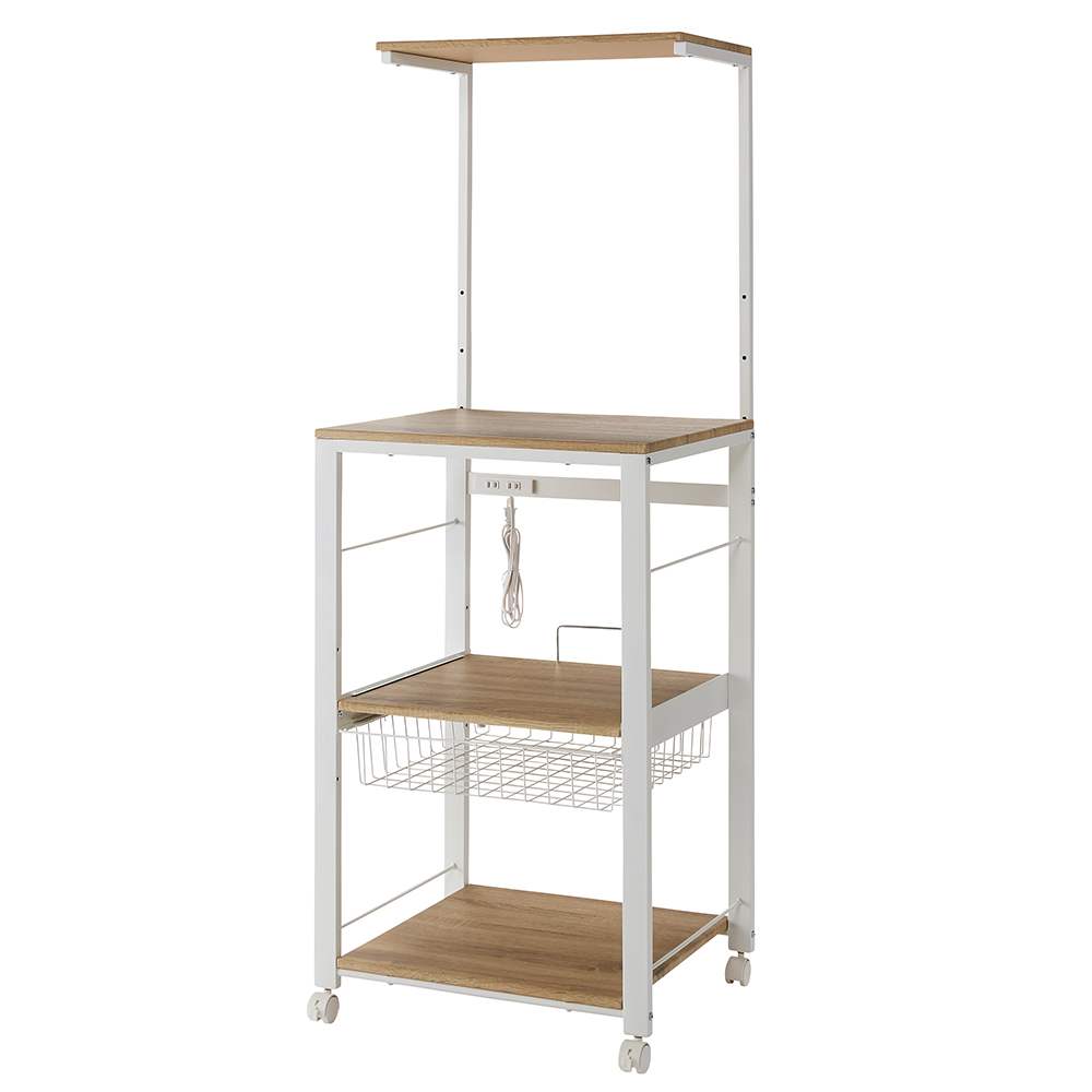 調理家電フル稼働ステーション 3段ワイド 幅56cm高さ123cm・133cm・143cm・153cm レンジ台 キッチンラック キッチン収納 640918