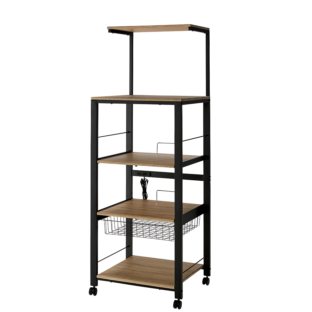 調理家電フル稼働ステーション 4段ワイド 幅56cm高さ144cm・154cm・164cm・174cm レンジ台 キッチンラック キッチン収納 640919