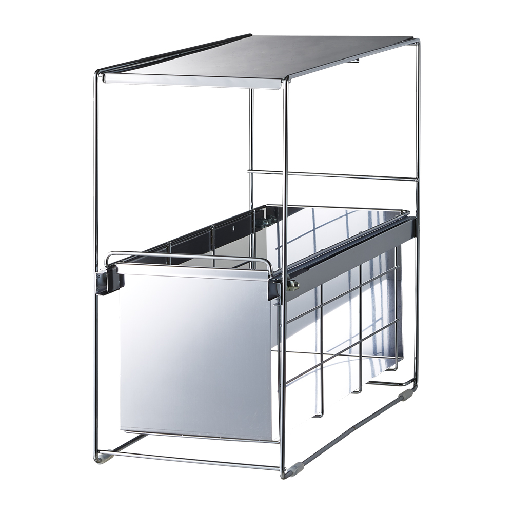 ステンレス製スムーズ引き出しラック 1段 幅20cm キッチン用品収納 640950