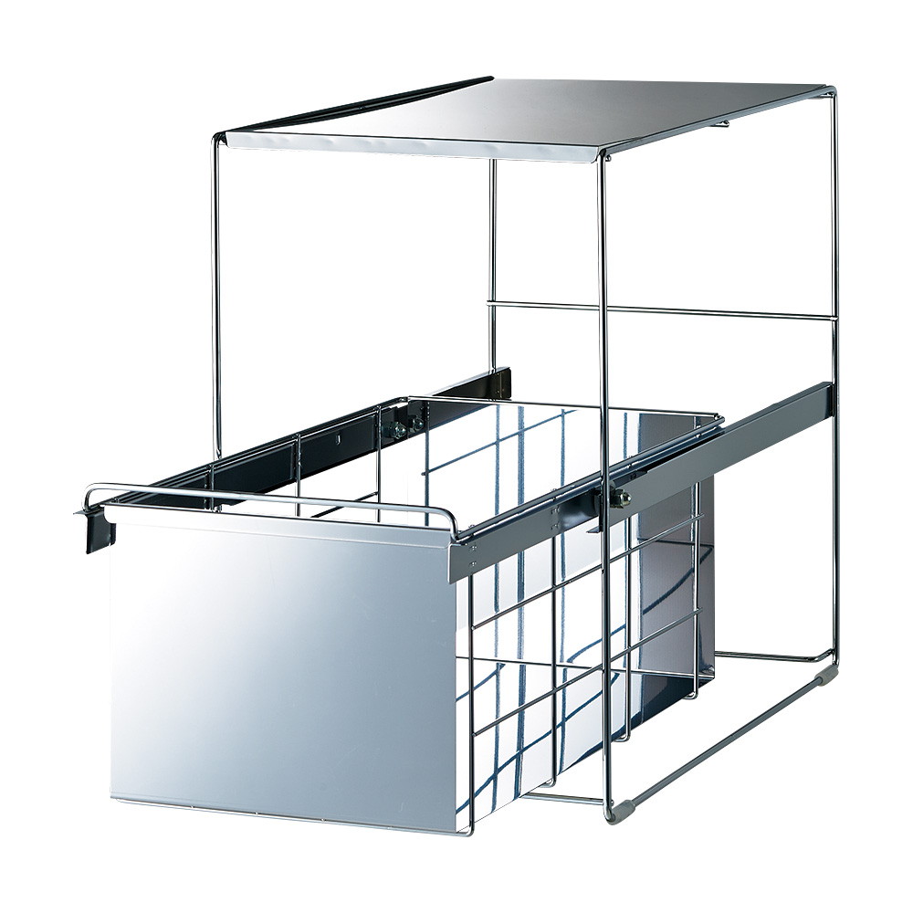 ステンレス製スムーズ引き出しラック 1段 幅25cm キッチン用品収納 640951