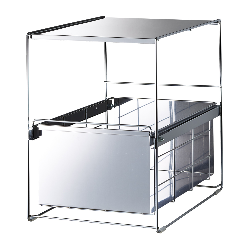 ステンレス製スムーズ引き出しラック 1段 幅28.6cm キッチン用品収納 640952