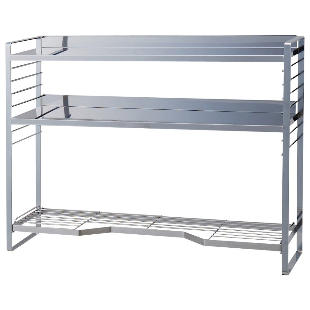 ステンレス棚板コンロ奥ラック 3段・幅67.5cm(対応コンロサイズ幅60cm) コンロ周り収納 キッチン用品収納 641022