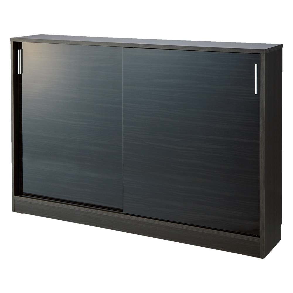 ≪高さ100cm≫光沢木目が美しい引き戸式カウンター下収納 収納庫幅150cm キャビネット リビングボード リビング収納 641311