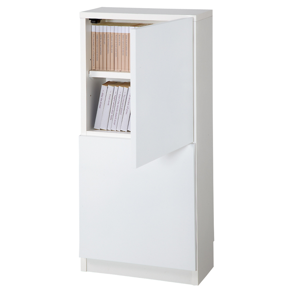 国産！ツヤツヤ光沢が美しい 薄型スクエアキャビネット（奥行22cm） 収納庫・幅40cm 1列2マス キッチンカウンター下収納 キッチン収納 641359