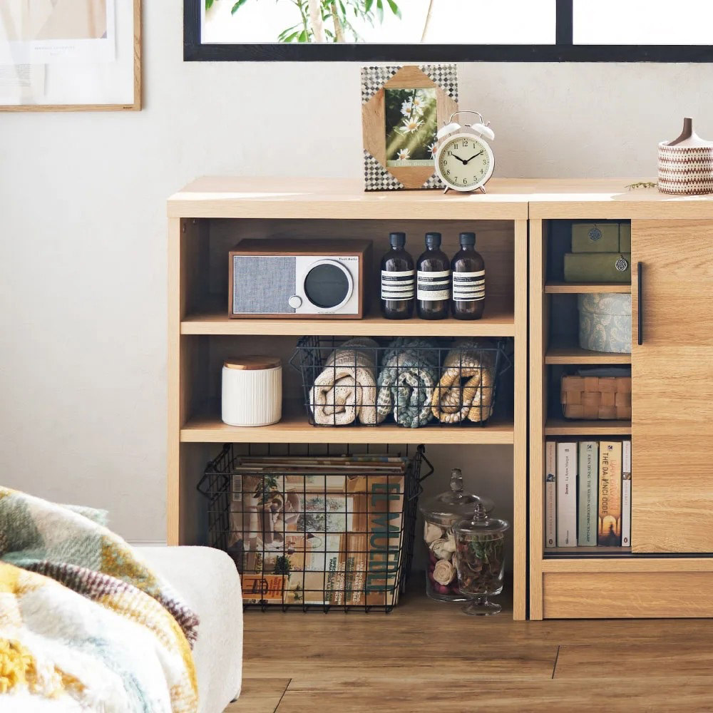 引き戸カウンター下収納庫 奥行29.5高さ70cmタイプ オープンラック・幅59.5cm キッチンカウンター下収納 キッチン収納 641407