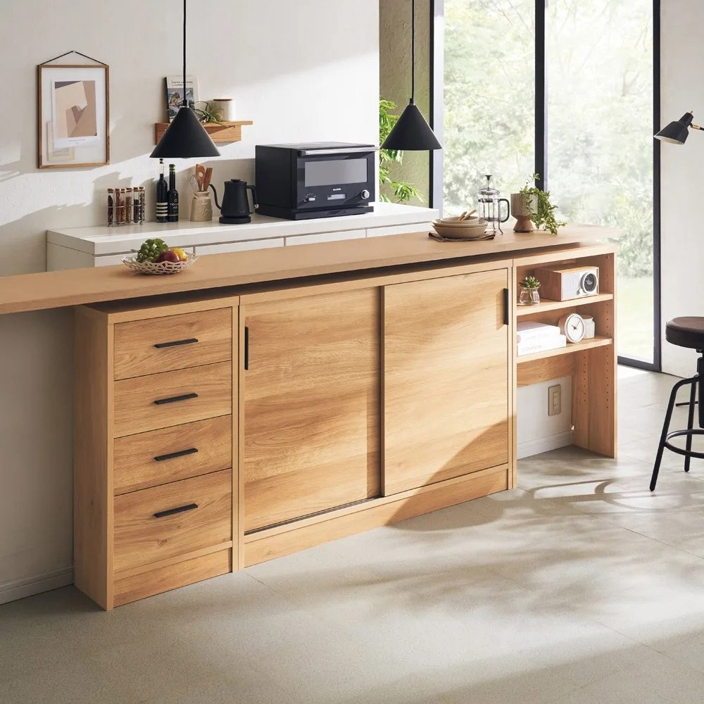 引き戸カウンター下収納庫 奥行23高さ87cmタイプ 収納庫・幅150cm キャビネット リビングボード リビング収納 641415