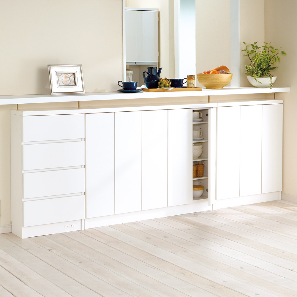 シンプルカウンター下収納庫(奥行22高さ87cm) 4枚扉タイプ 幅97.5cm キッチンカウンター下収納 キッチン収納 641446