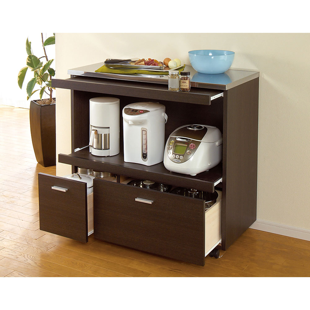 家電たっぷり収納ステンレス天板カウンター 幅90cm キッチンカウンター キッチン収納 641510