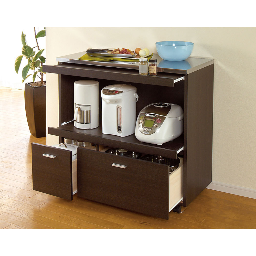 家電たっぷり収納ステンレス天板カウンター 幅119.5cm キッチンカウンター キッチン収納 641511