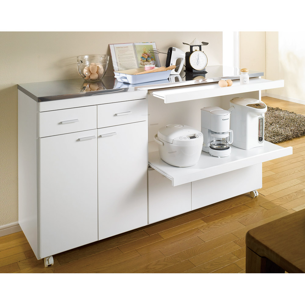 家電たっぷり収納ステンレス天板カウンター 幅149.5cm キッチンカウンター キッチン収納 641512