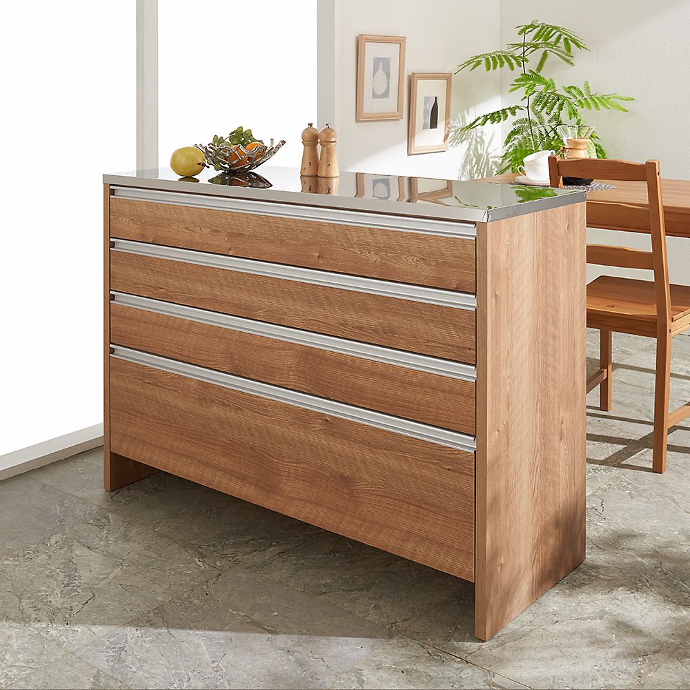 ステンレストップ間仕切りカウンター 幅150cm キッチンカウンター キッチン収納 641515