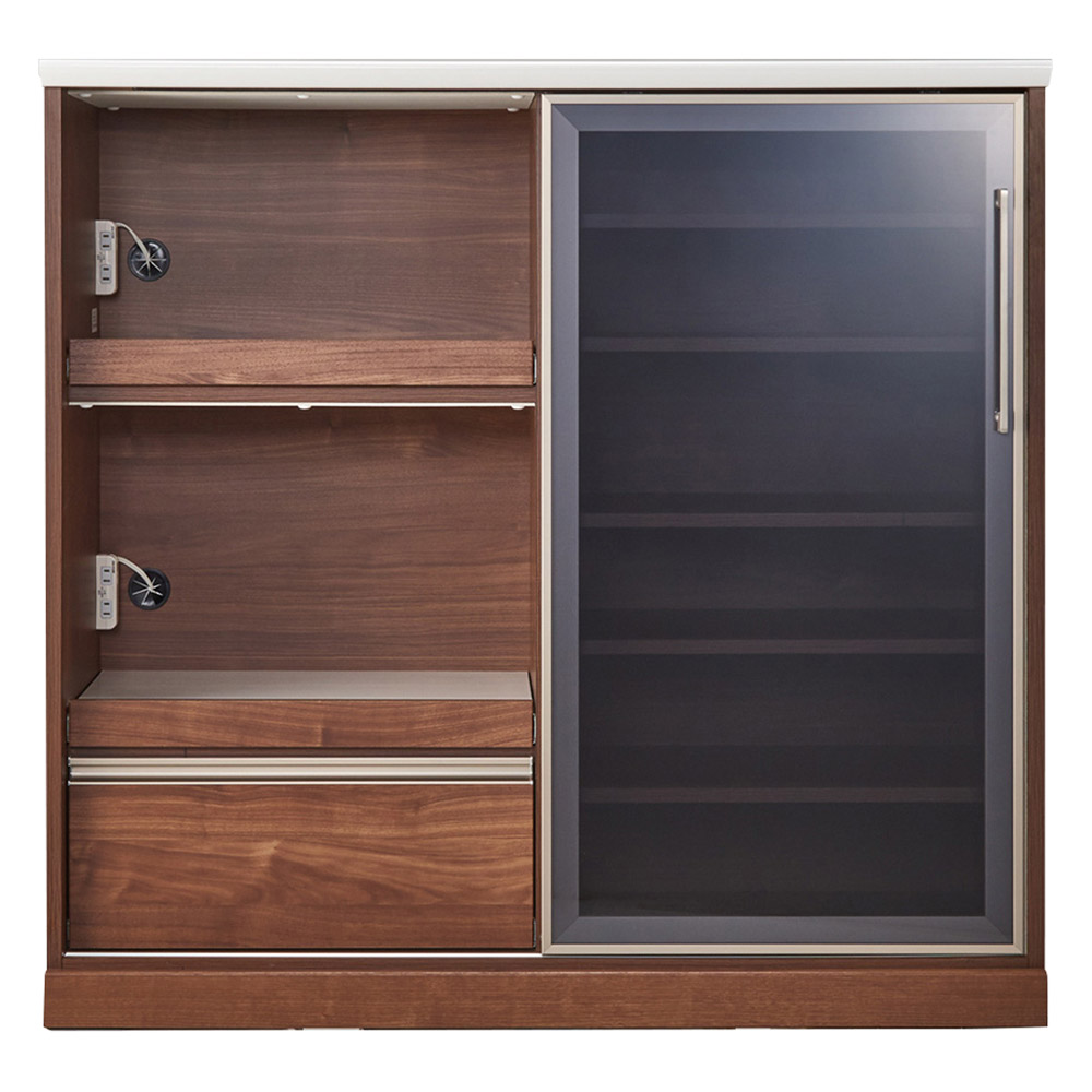 大型引き戸ハイカウンター 幅120cm キッチンカウンター キッチン収納 641636