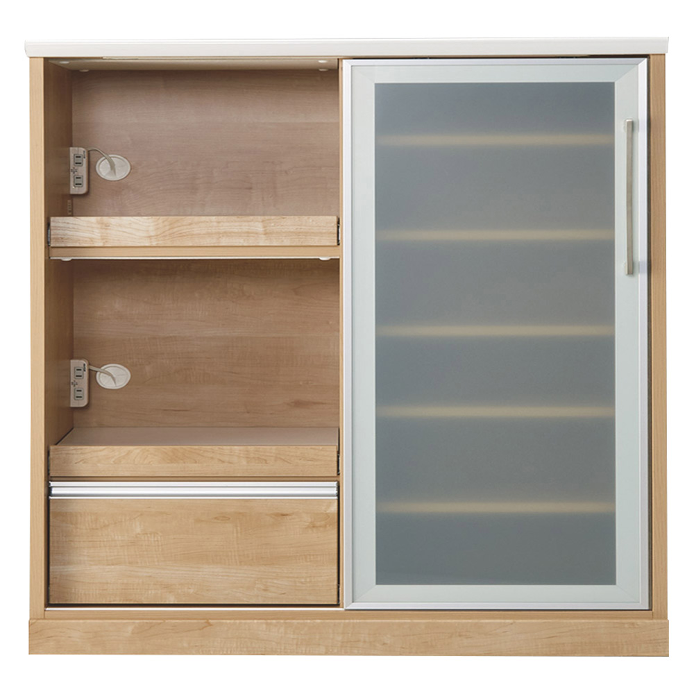 大型引き戸ハイカウンター 幅120cm キッチンカウンター キッチン収納 641636