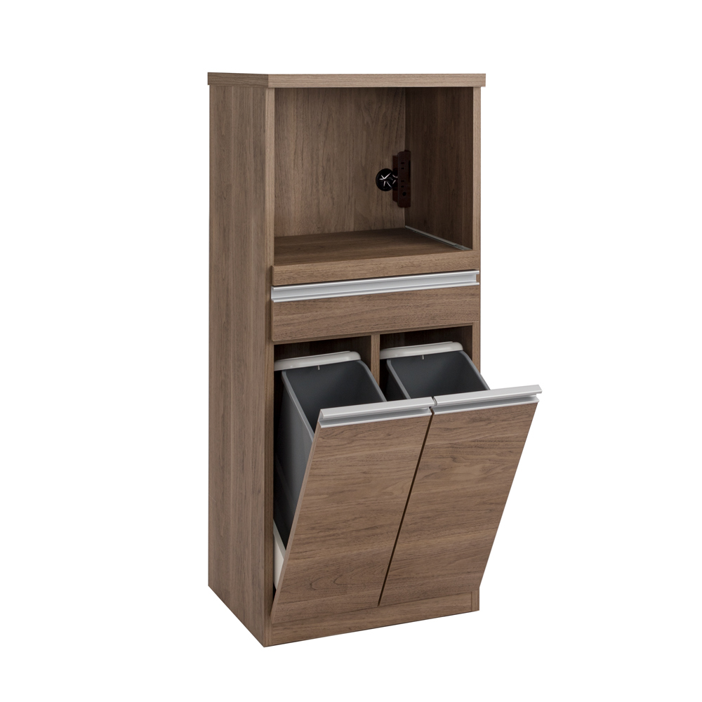 ふた自動開閉ゴミ箱付き家電収納庫 ミドルタイプ・3分別 幅76cm高さ113.5cm キッチン 分別 ダストボックス 641702