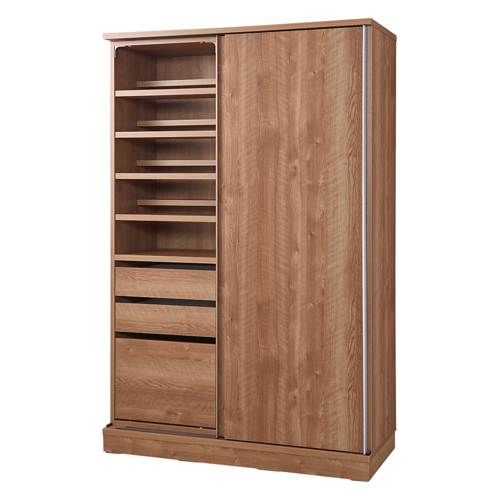 狭いキッチンでも広々使える引き戸式大型パントリーシリーズ スライド収納庫 板扉 幅118cm キッチンボード キッチン収納 641725