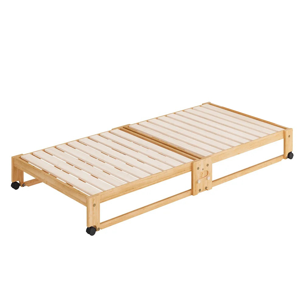 ≪ヘッドなし≫ 折りたたみ式ひのきすのこベッド ワイドシングル 幅106.5cm 木製ベッド ベッド 642502