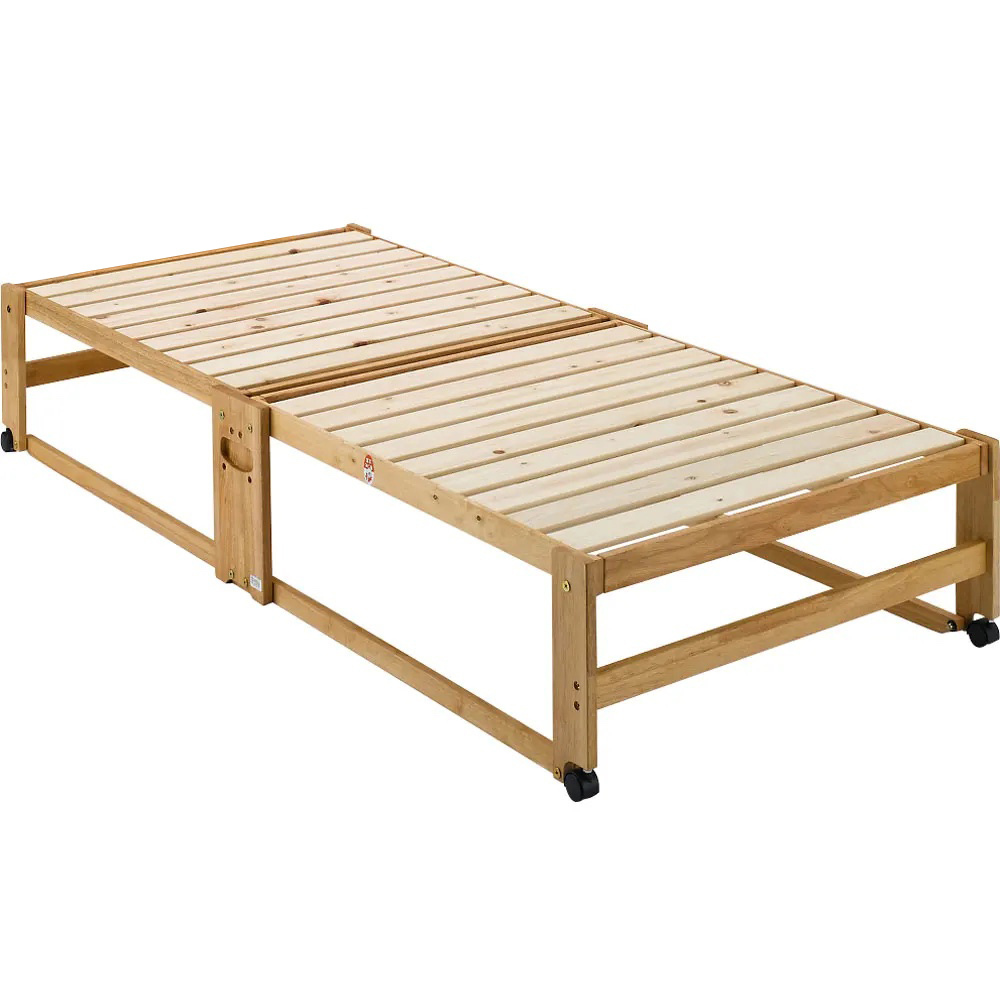 ≪ヘッドなし≫ 折りたたみ式ひのきすのこベッド ワイドシングルハイ 幅106.5cm 木製ベッド ベッド 642504