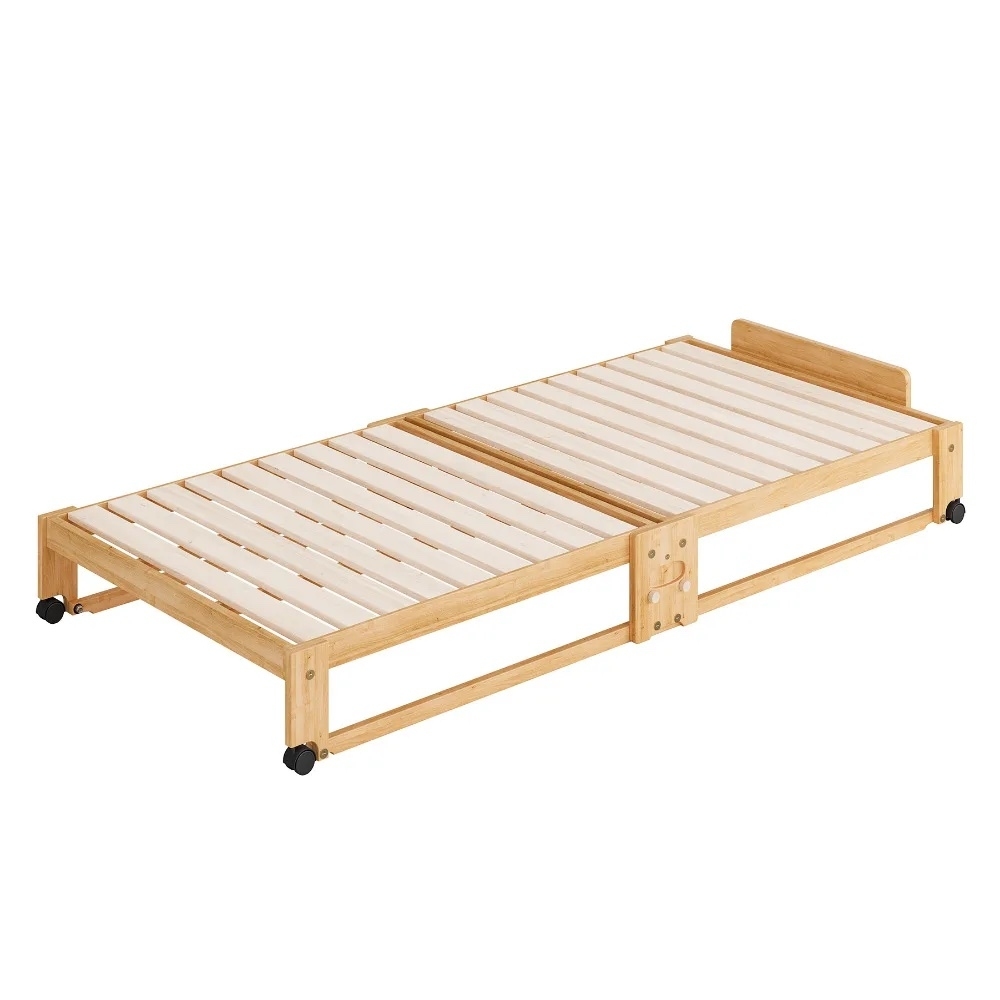 ≪ヘッドあり≫ 折りたたみ式ひのきすのこベッド ワイドシングル 幅106.5cm 木製ベッド ベッド 642506