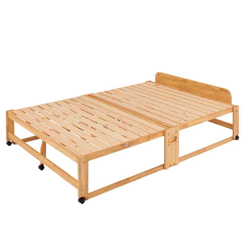≪ヘッドあり≫ 折りたたみ式ひのきすのこベッド ダブルハイ 幅140cm 木製ベッド ベッド 642551