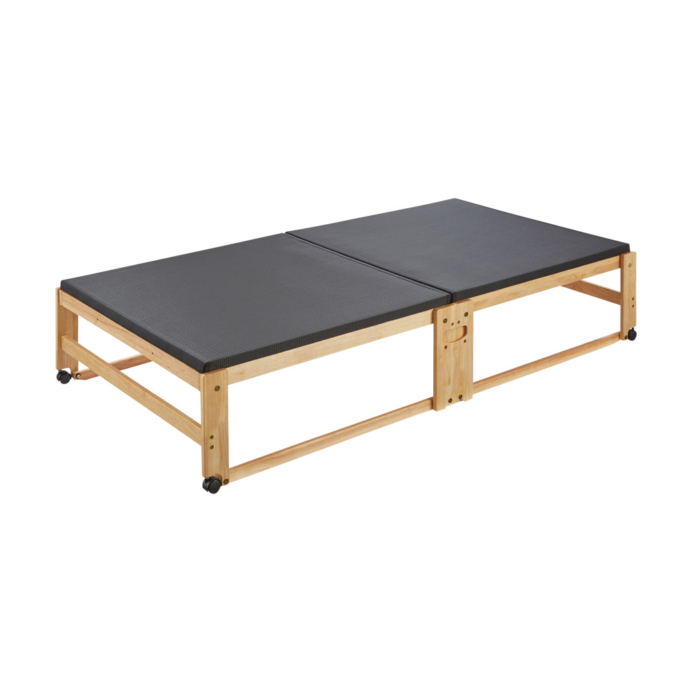 ≪ワイドシングル・幅106.5cm≫ 和モダン黒畳折りたたみベッド ハイタイプ 畳ベッド ベッド 642608