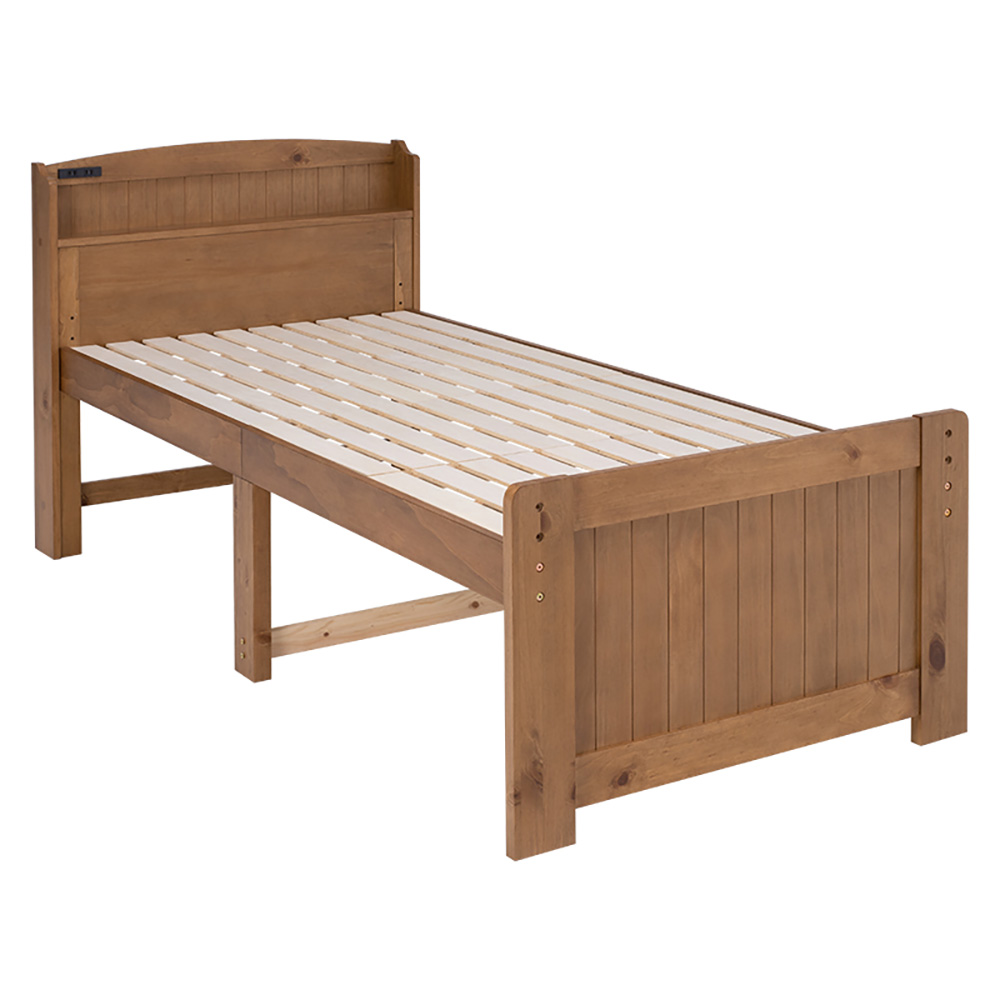 たっぷり収納スペース天然木ベッド シングルハイ 木製ベッド ベッド 642611
