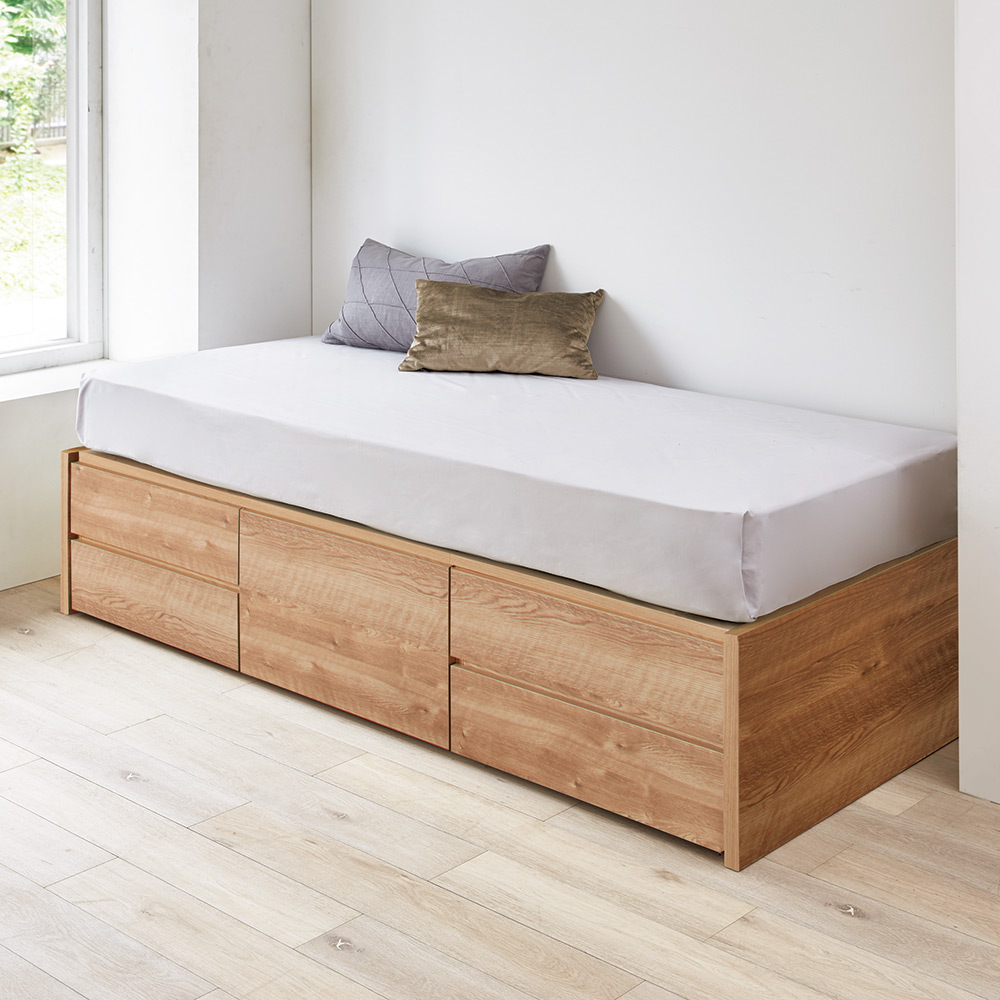 ≪幅86cm・レギュラー長さ199cm≫省スペース対応コンパクトチェストベッド（国産ボンネルコイルマットレス付き） 収納付きベッド ベッド 64265E