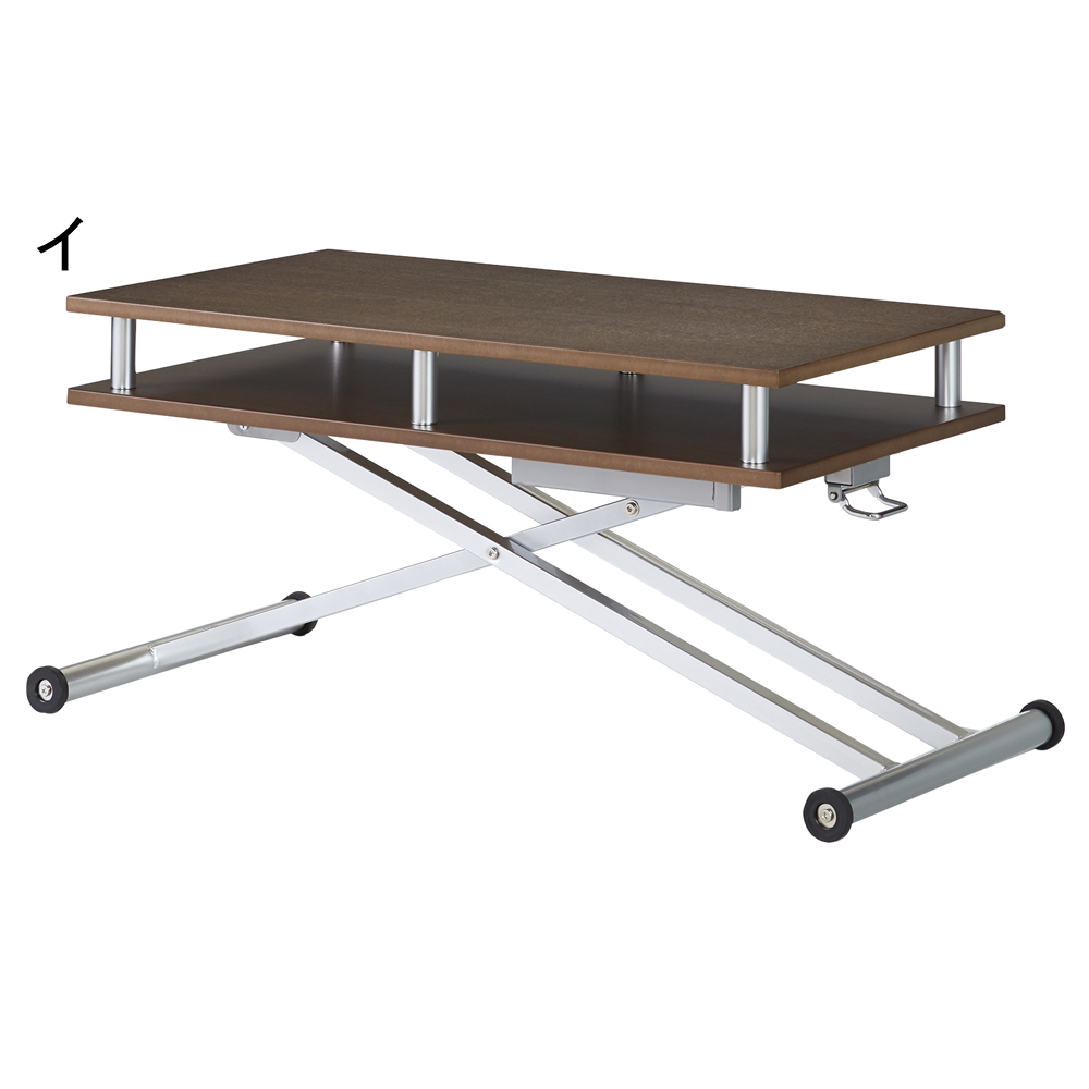 棚付き昇降式テーブル 幅102（天板90）cm 昇降式 リフティングテーブル テーブル 642805