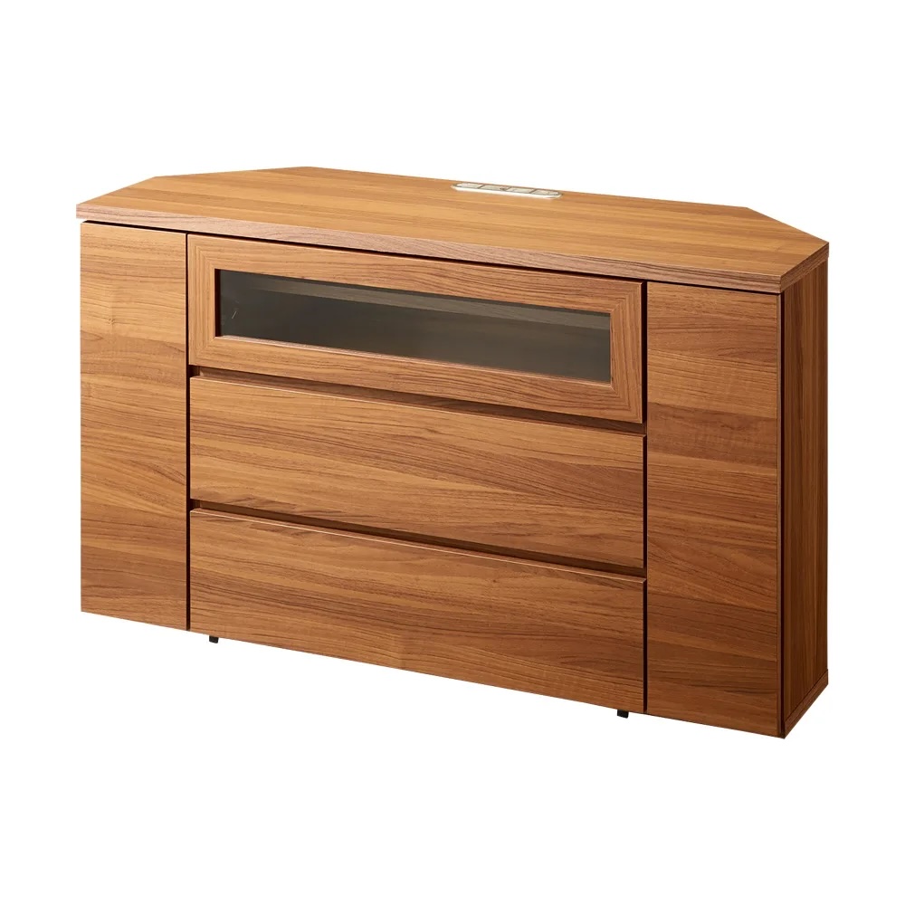 ［幅120cmハイタイプ高さ70cm］天然木調コーナーテレビ台 キャスター付き コーナーテレビ台 テレビ台 テレビボード 643030