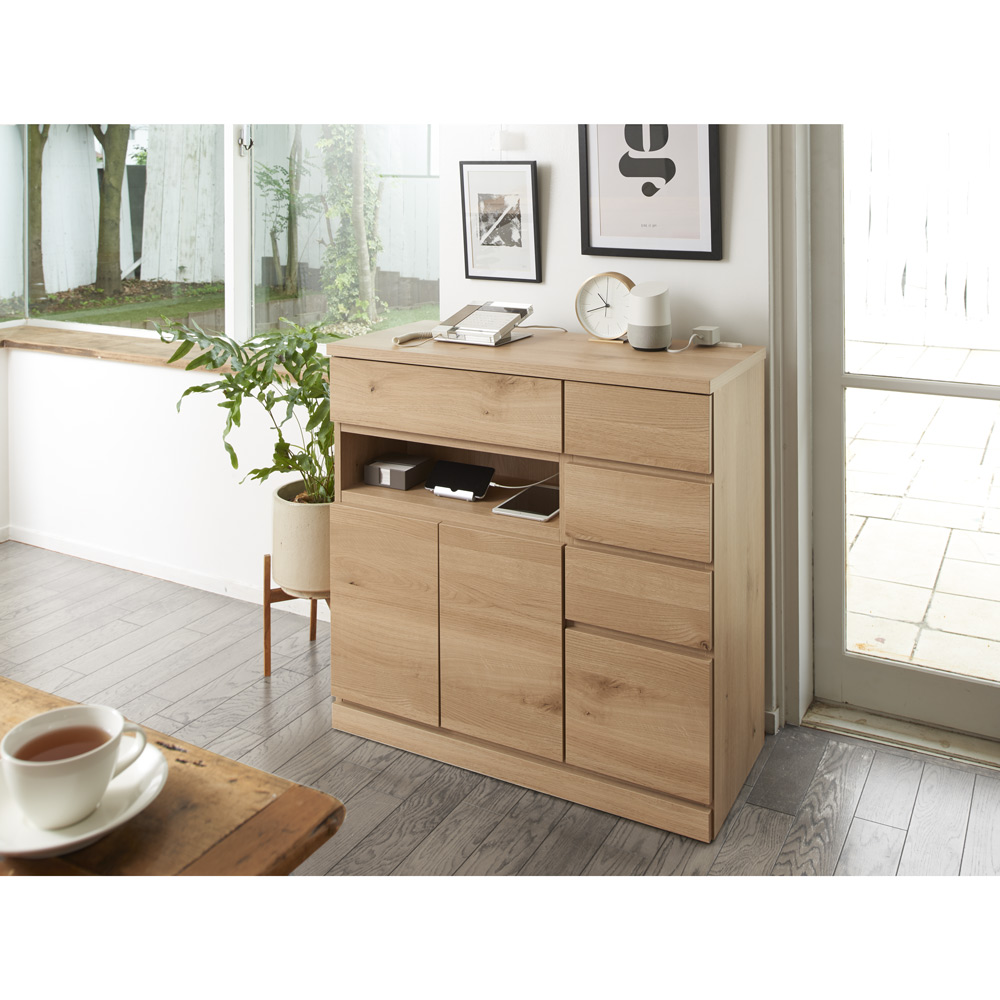 背面にルーターをひとまとめ！リビング収納キャビネット 幅75cm キャビネット リビングボード リビング収納 643204
