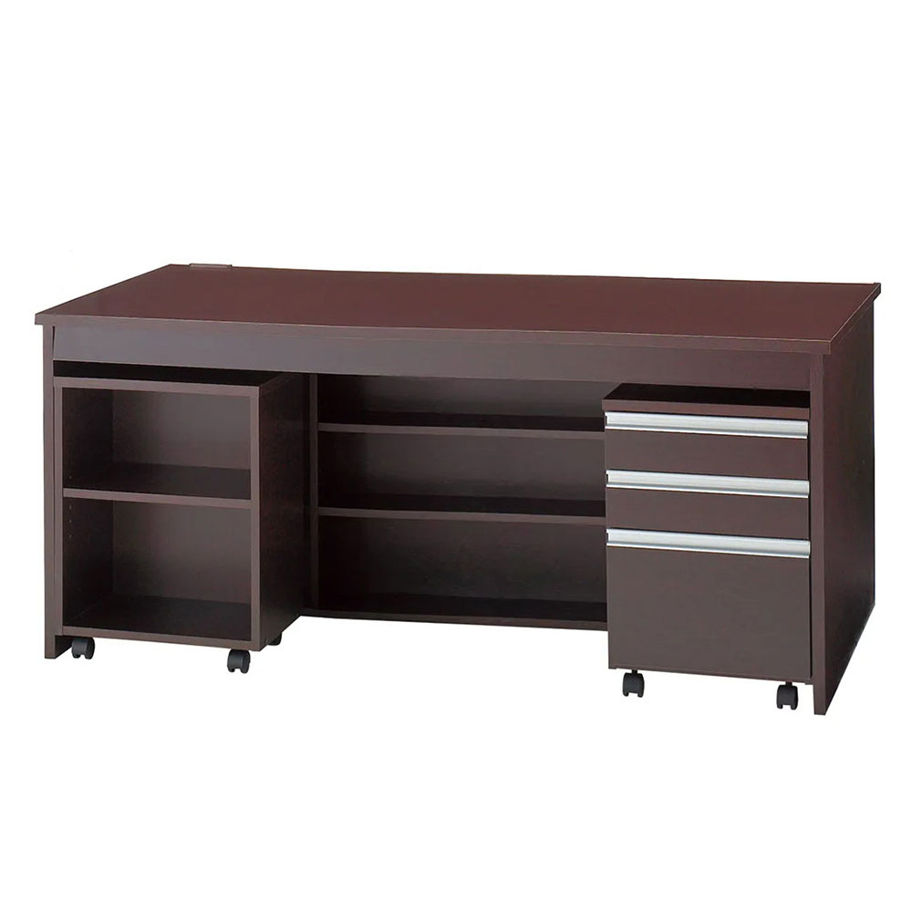 奥行たっぷりデスク3点セット（パソコンデスク・ラック・チェスト）幅160cm オフィス 事務 書斎机 机 643402