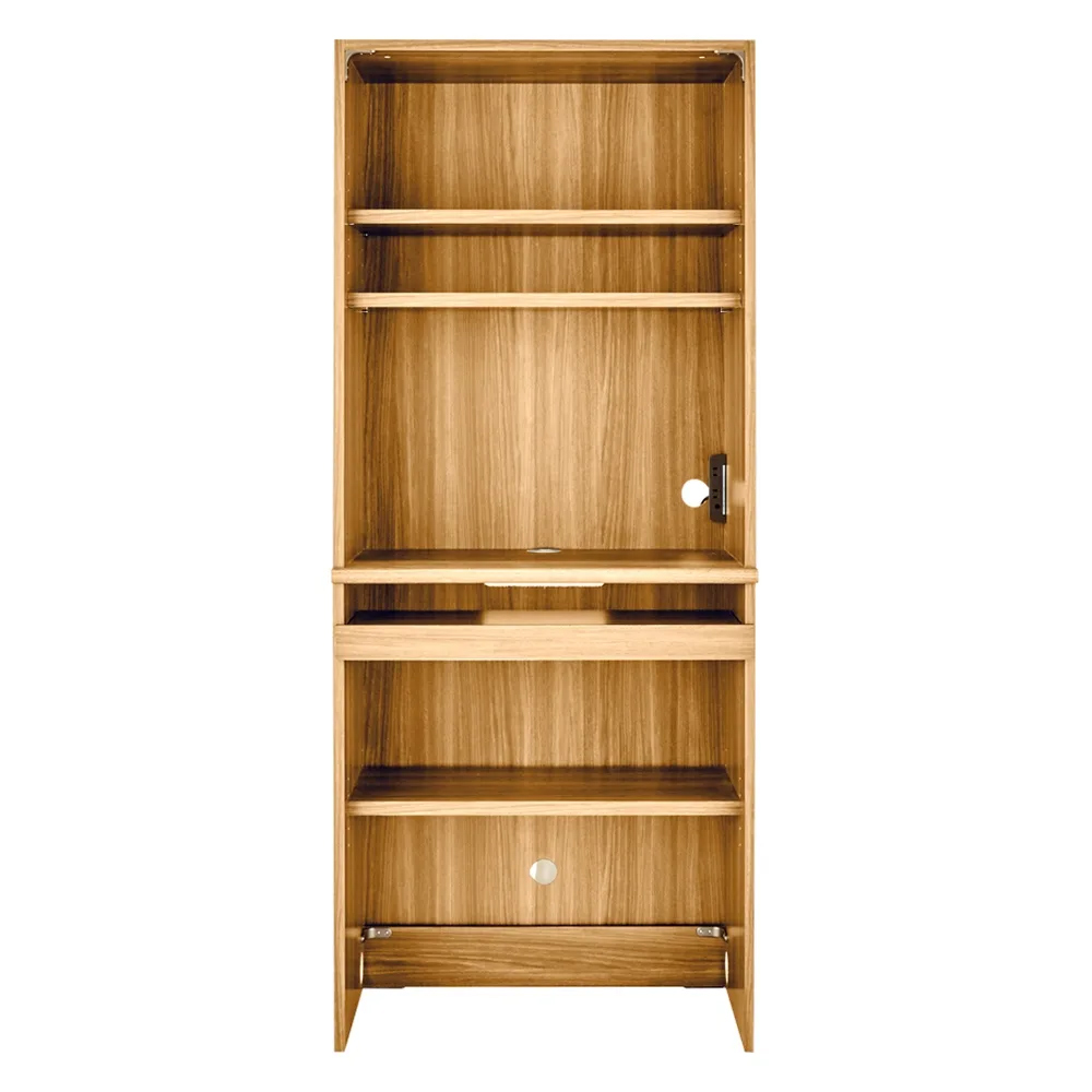 狭い場所でも収納たっぷり引き戸壁面収納シリーズ PCデスク 幅75.5cm パソコン PC ワーク 袖机 机 643510