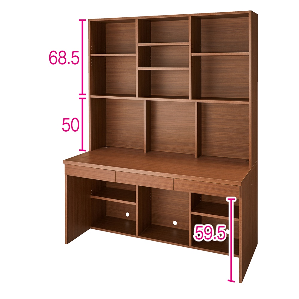 A4サイズもたっぷり収納 天板ひろびろ本格派デスク 幅150cm高さ195cm オフィス 事務 書斎机 机 643548