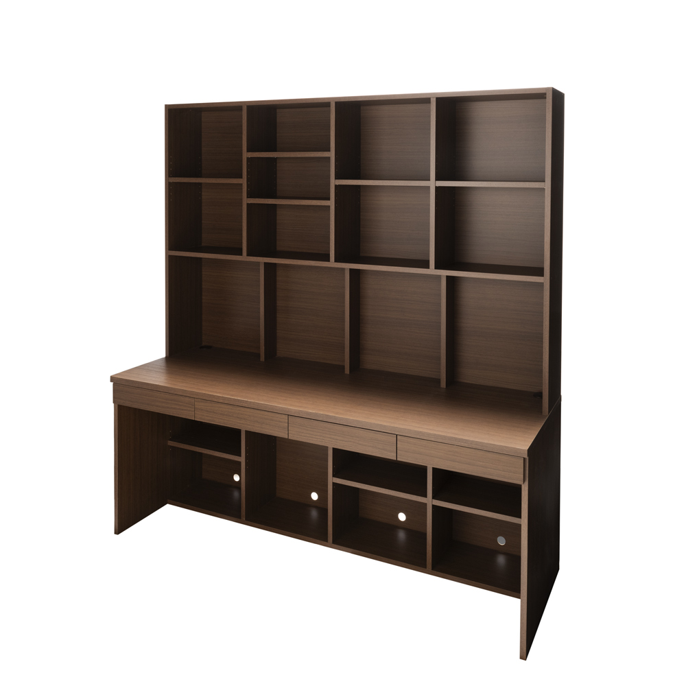 A4サイズもたっぷり収納 天板ひろびろ本格派デスク 幅180cm高さ195cm オフィス 事務 書斎机 机 643549