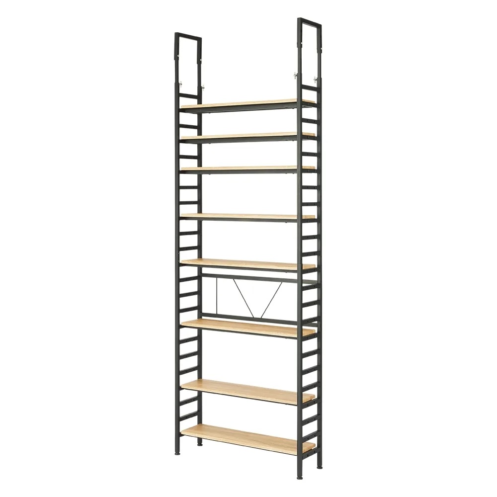 ブルックリンテイスト頑丈突っ張りラック 幅75cm奥行23cm高さ218-250cm 突っ張り収納 ラック 本棚 シェルフ 643702