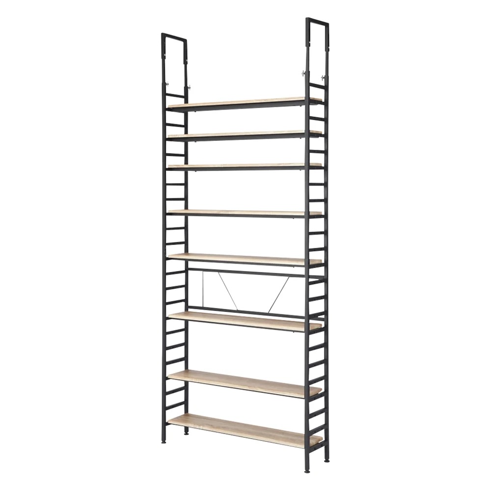ブルックリンテイスト頑丈突っ張りラック 幅90cm奥行23cm高さ218-250cm 突っ張り収納 ラック 本棚 シェルフ 643703