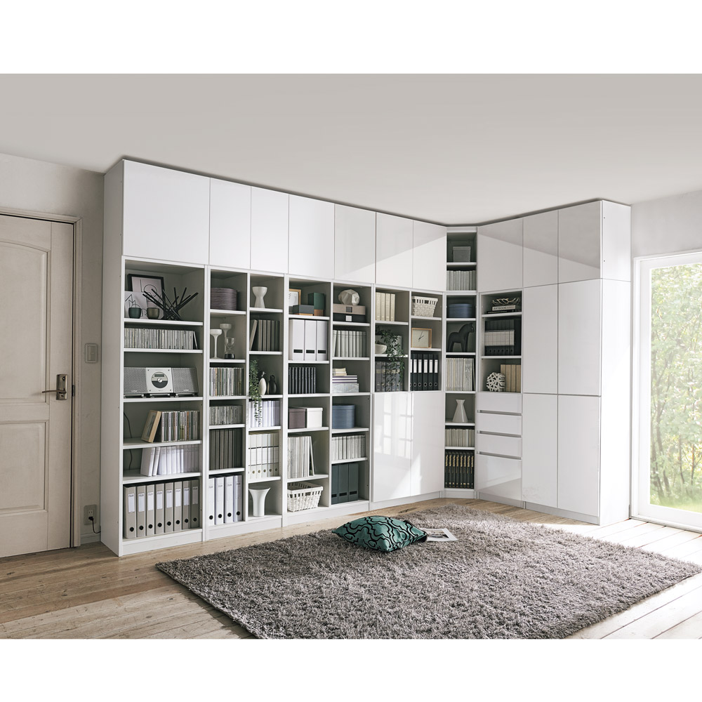 コーナーまで有効に使える幅・高さぴったり本棚 上下扉タイプ 幅60cm奥行42cm高さ180cm 本棚 ブックシェルフ 書棚 ラック シェルフ 643871