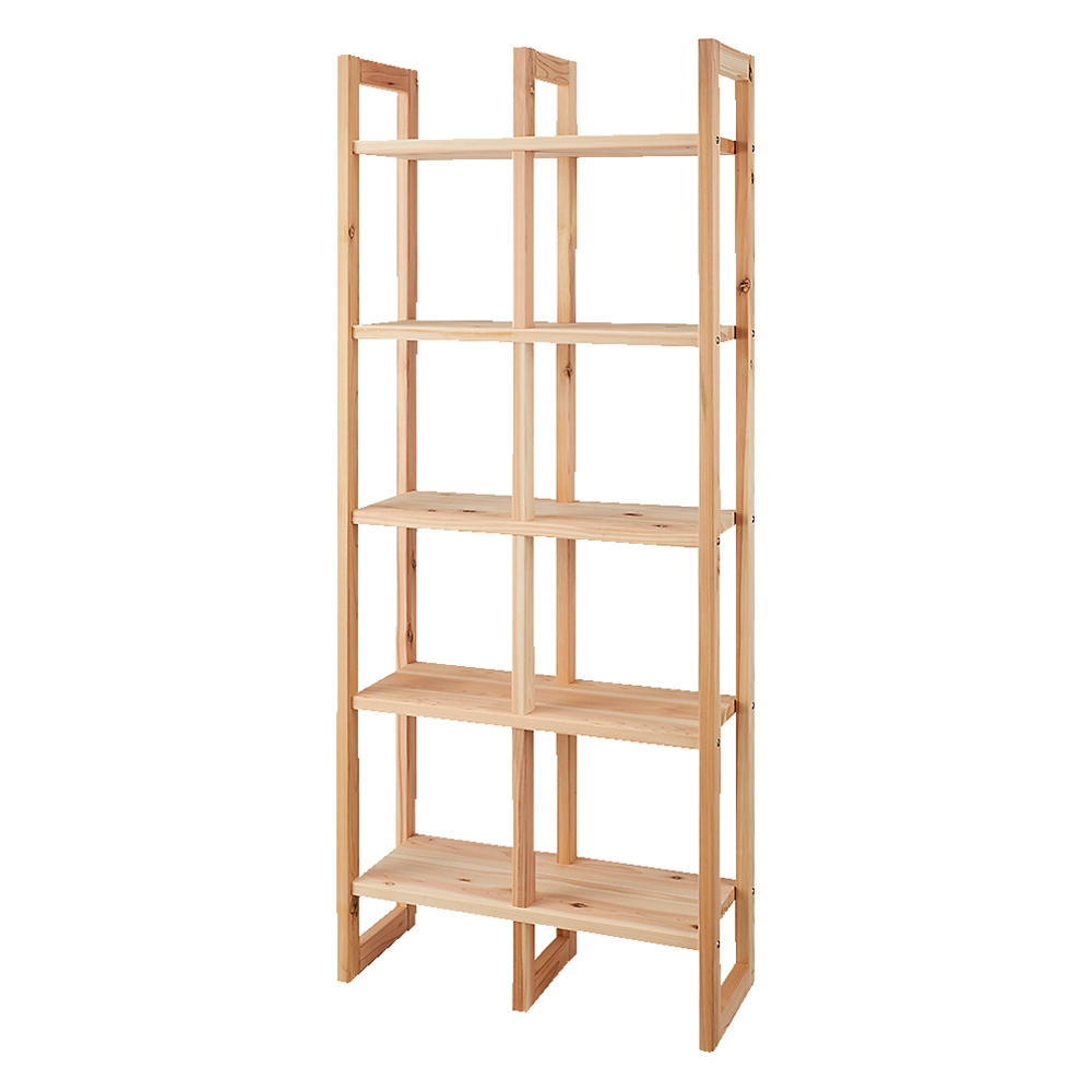 くらしを豊かに彩る国産杉 頑丈ディスプレイラック 2列 幅75奥行32cm ウッドラック 木製シェルフ 本棚 ラック シェルフ 643893