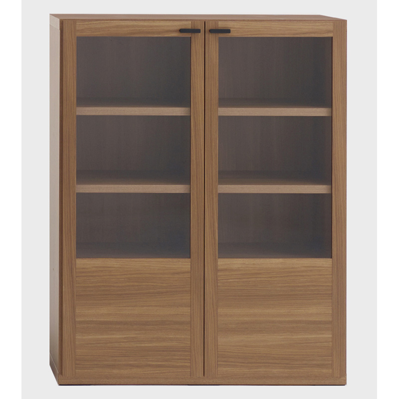 ≪幅90cm≫ガラス扉の本棚 単品 奥行39cm 高さ114cm （重厚感のあるがっちり本棚シリーズ） 本棚 ブックシェルフ 書棚 ラック シェルフ 643919