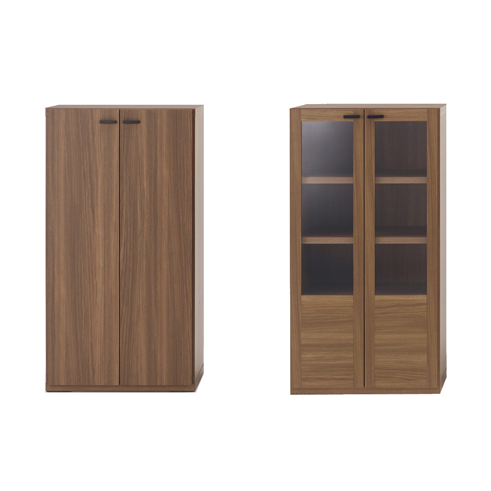 ≪幅60cm ガラス扉＋板扉 ≫重厚感のあるがっちり本棚シリーズ 上下セット（ガラス扉・板扉）＋天井突っ張り金具 突っ張り収納 ラック 本棚 シェルフ 643923