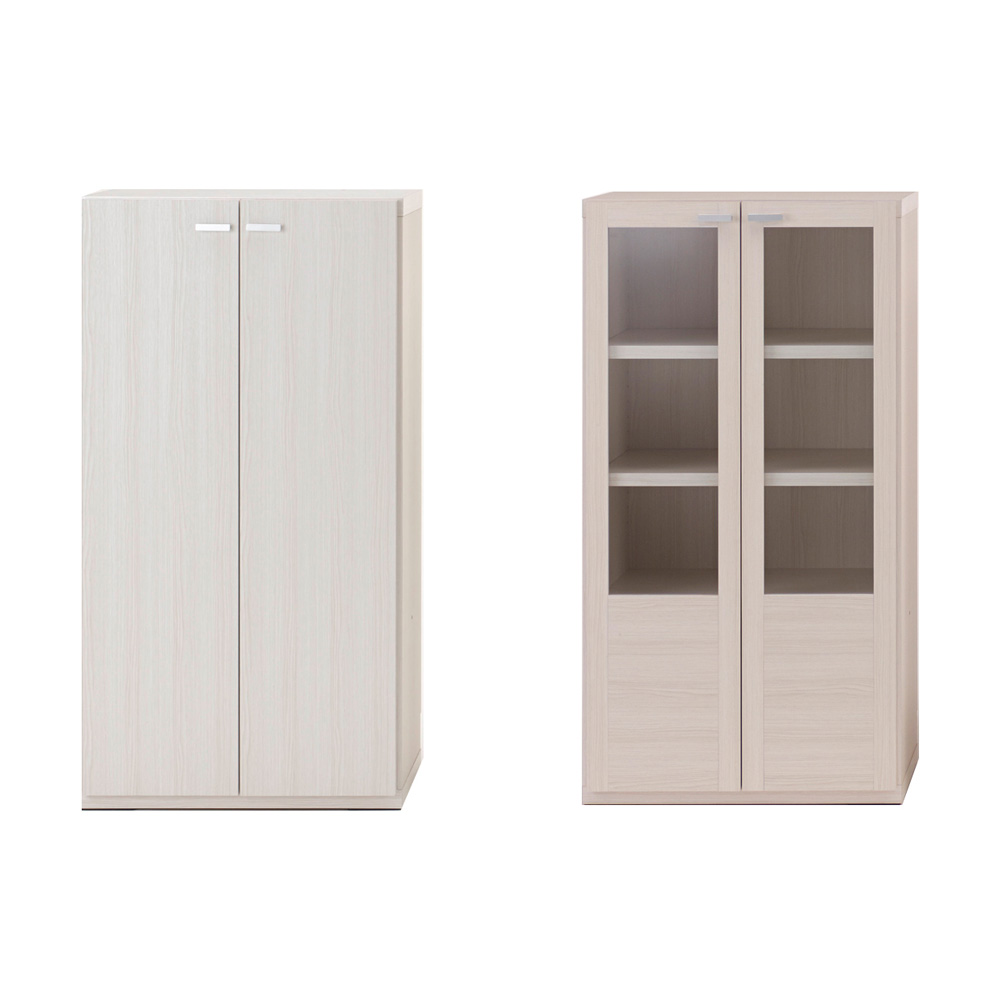 ≪幅60cm ガラス扉＋板扉 ≫重厚感のあるがっちり本棚シリーズ 上下セット（ガラス扉・板扉）＋天井突っ張り金具 突っ張り収納 ラック 本棚 シェルフ 643923