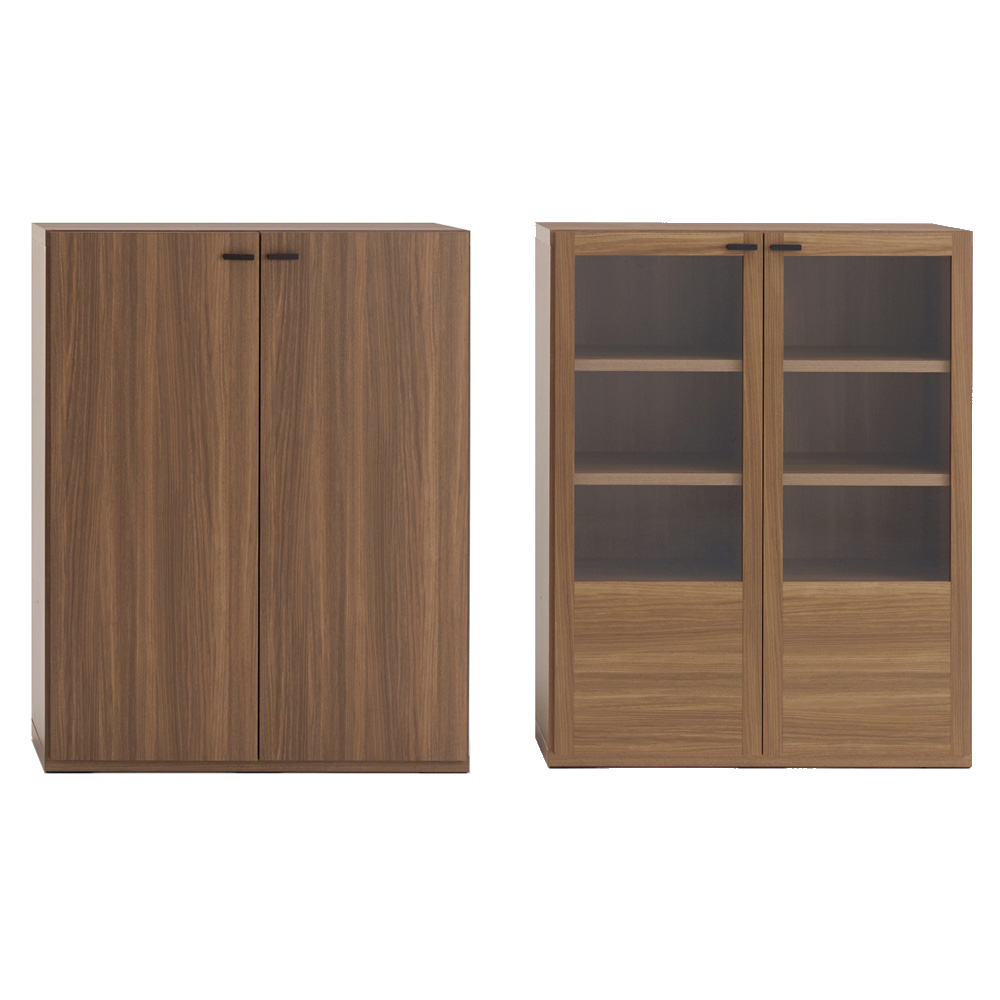 ≪幅90cm ガラス扉1台＋板扉1台 ≫重厚感のあるがっちり本棚シリーズ 上下セット（ガラス扉・板扉）＋天井突っ張り金具 突っ張り収納 ラック 本棚 シェルフ 643929