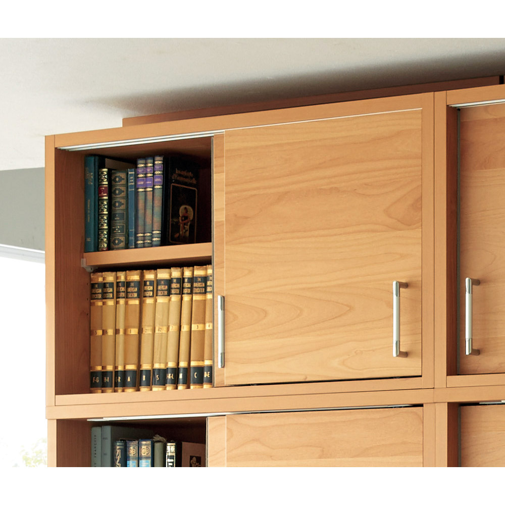 組立不要 アルダー引き戸頑丈本棚 幅90.5cm 上置き ウッドラック 木製シェルフ 本棚 ラック シェルフ 643938