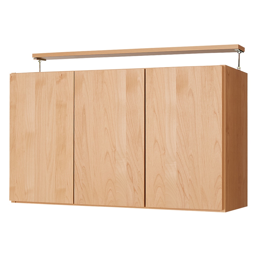 組立不要の完成品!アルダー天然木目の頑丈本棚 扉 幅90.5cm(3枚扉) 上置き高さ58-73cm ウッドラック 木製シェルフ 本棚 ラック シェルフ 643942