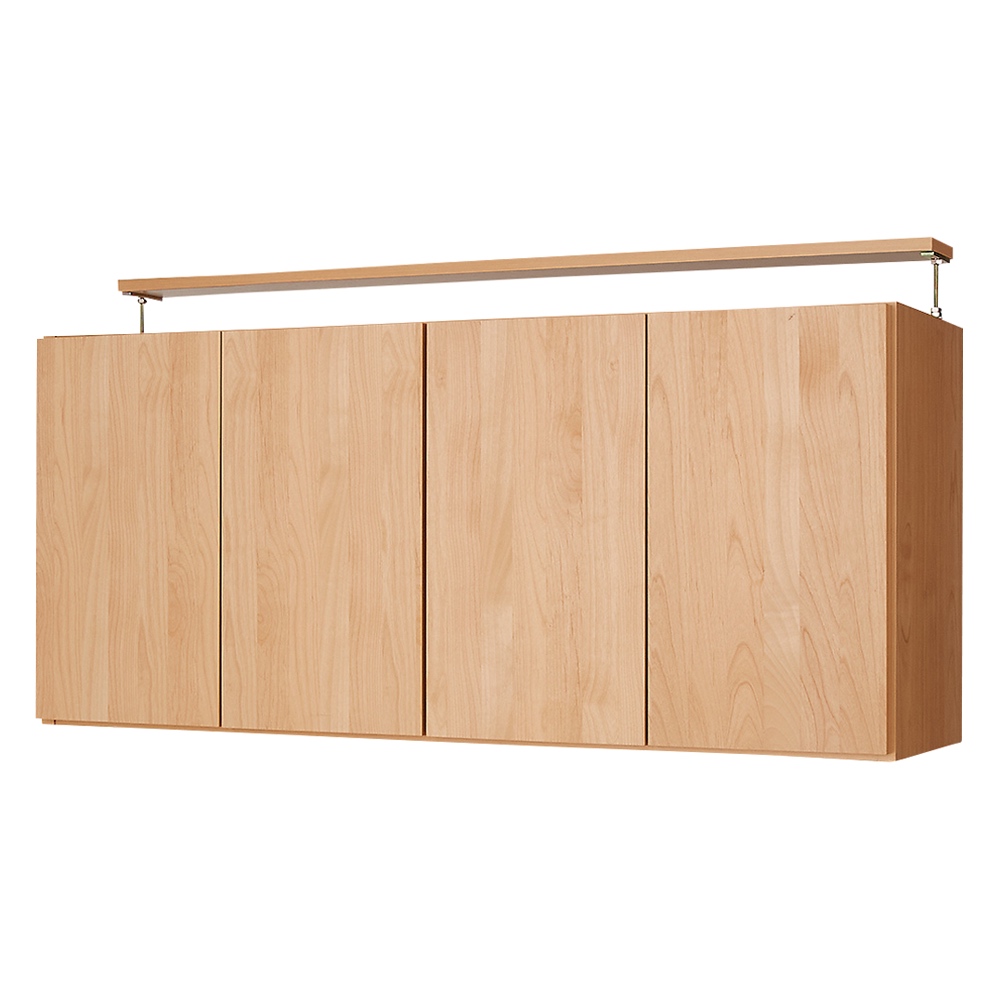 組立不要の完成品！アルダー天然木目の頑丈本棚 扉 幅120.5cm（4枚扉） 上置き高さ58-73cm ウッドラック 木製シェルフ 本棚 ラック シェルフ 643943