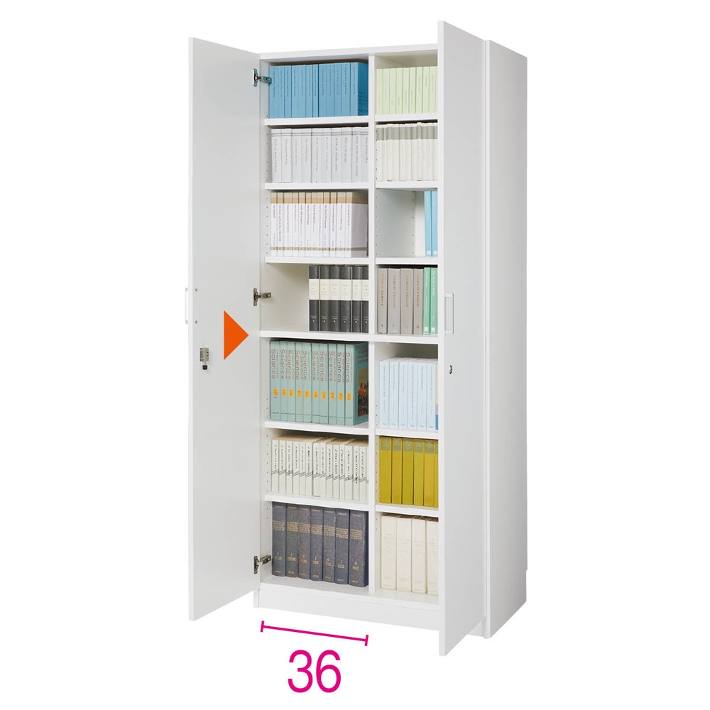 鍵付き本棚ハイタイプ 幅80奥行35高さ180cm 本棚 ブックシェルフ 書棚 ラック シェルフ 643947