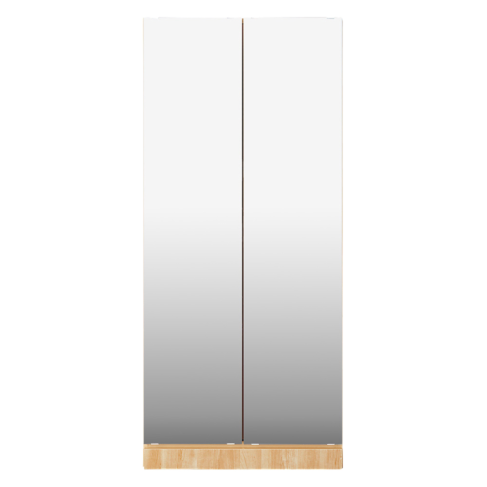 壁面間仕切りミラーワードローブ ハンガー2段 幅80cm・高さ180cm パーテーション 間仕切り リビング収納 644244