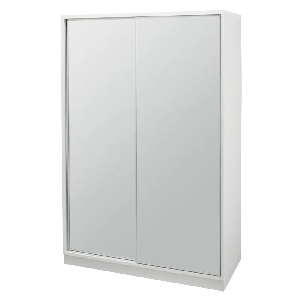 【日本製】省スペースで大容量！引き戸式ミラーワードローブ ハンガー 幅118cm ワードローブ クローゼット 衣類収納 644302