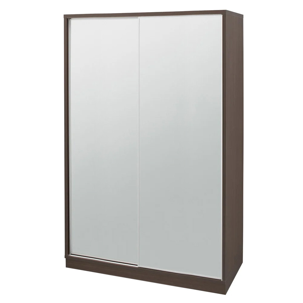 【日本製】省スペースで大容量！引き戸式ミラーワードローブ ハンガー 幅118cm ワードローブ クローゼット 衣類収納 644302