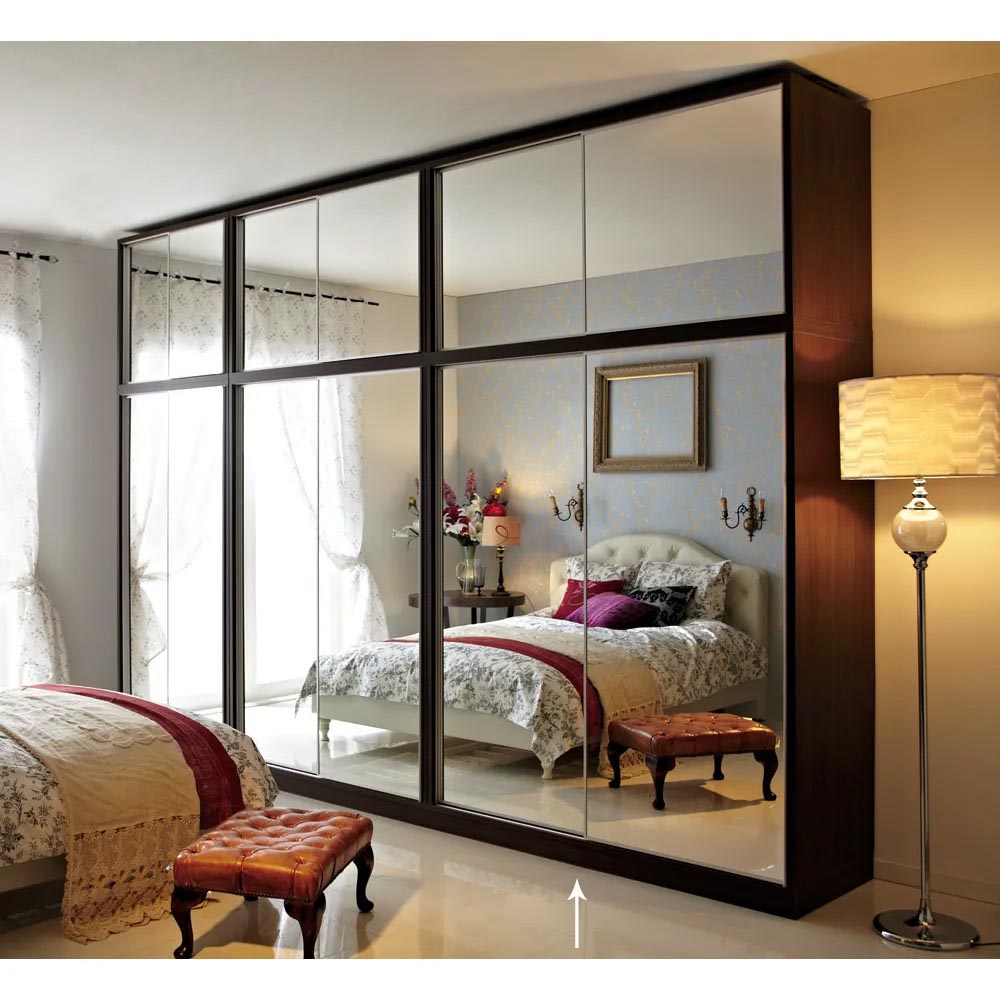 【日本製】省スペースで大容量!引き戸式ミラーワードローブ ハンガー 幅148cm ワードローブ クローゼット 衣類収納 644303